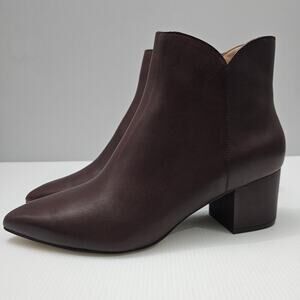 NEW Cole Haan Elyse Ankle Bootie Womens 11 Brown Leather Pointed Toe Block Heel
